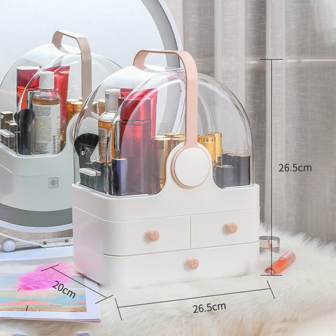 Lipstick Large Dressing Table And Rack with clear dome and drawers for organizing cosmetics
