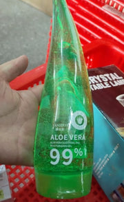 Aloe Gel Skin Care Moisturizing Face Cream in a transparent green bottle with 99% Aloe Vera.