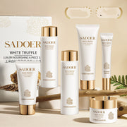 Moisturizing And Skin Rejuvenation Set displayed with SADOER White Truffle skincare products in a luxury packaging.